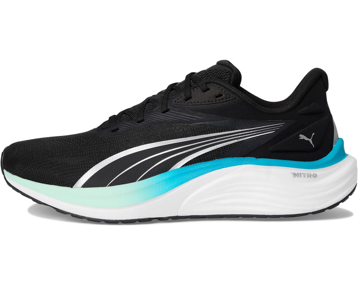Men's PUMA Electrify Nitro 4 Running Shoes Black/Mint Melt/Speed Blue