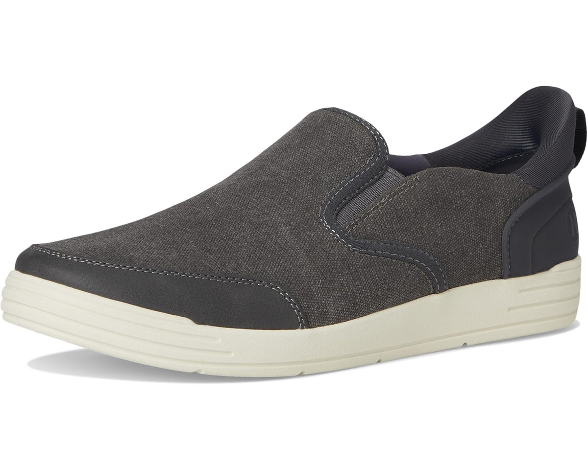 Men's Nunn Bush Kore City Walk Canvas EZ Moc Toe Slip-On Sneakers Easy On and Easy Off Cement