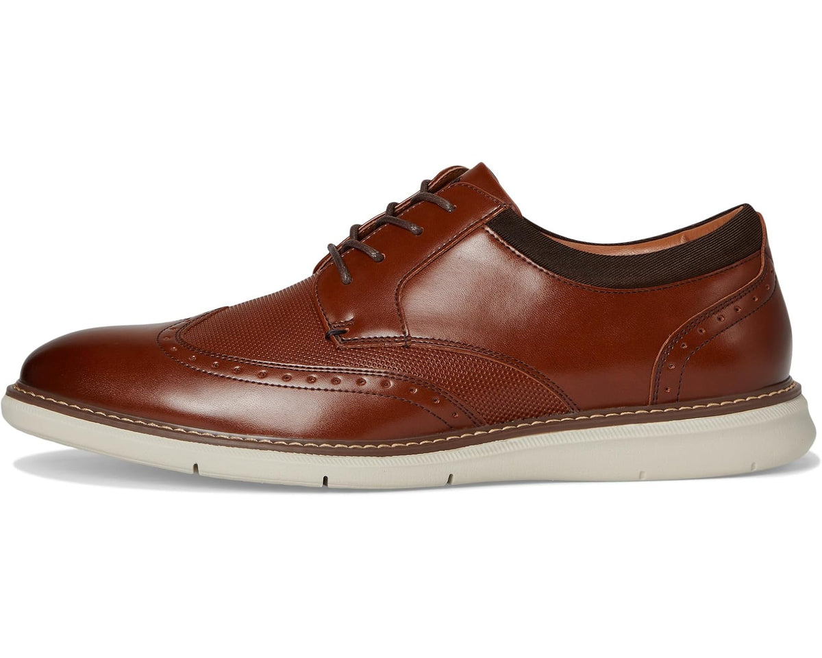 Men's Nunn Bush Chase 2.0 Wingtip Oxford Casual Contemporary Lace Up Cognac