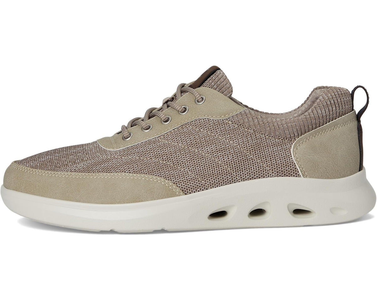 Men's Nunn Bush Ponte Knit Moc Toe Sneakers Hybrid Oxford Casual Lightweight Athletic Style Lace Up Taupe