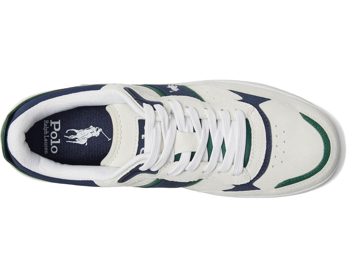 Men's Polo Ralph Lauren Masters Sport Leather-suede Sneaker Bianco/Navy/Green