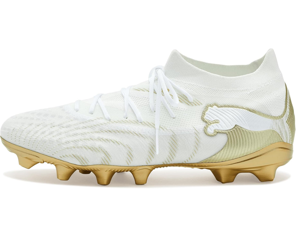 Men's PUMA Future 9 Match Firm, Artificial Ground Soccer Cleats White/Metallic Gold/Black