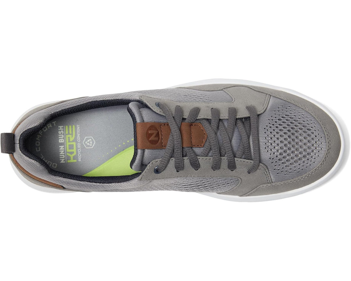 Men's Nunn Bush KORE City Rally Oxford Mesh Athletic Style Moccasin Toe U-Bal Lightweight Lace-Up Gray