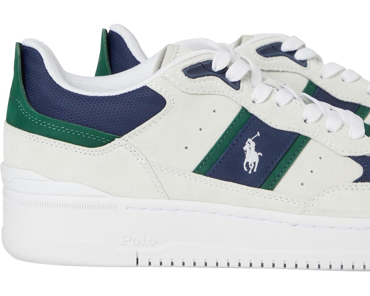Men's Polo Ralph Lauren Masters Sport Leather-suede Sneaker Bianco/Navy/Green