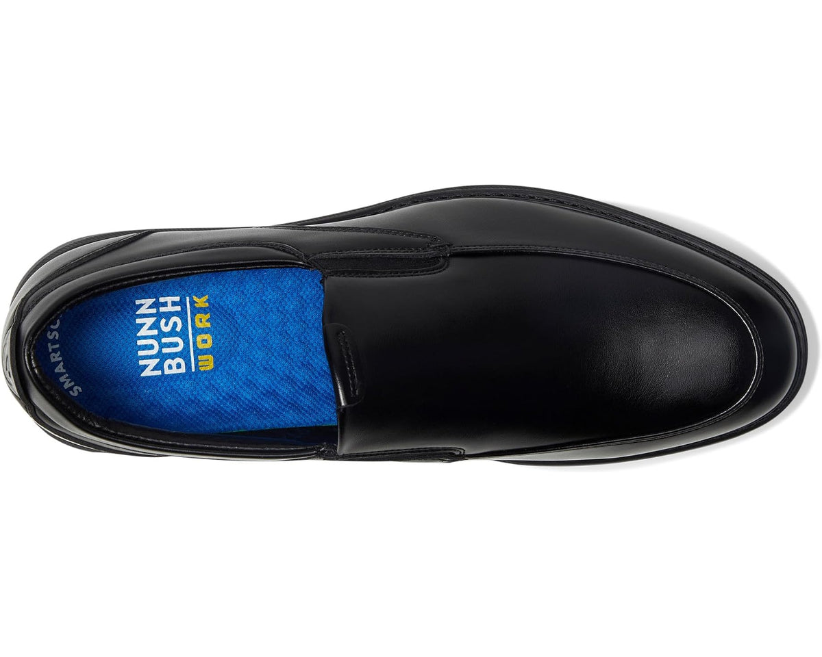 Men's Nunn Bush Chase Slip Resistant Work Slip-On for Restaurant Food Service & Hospitality Black