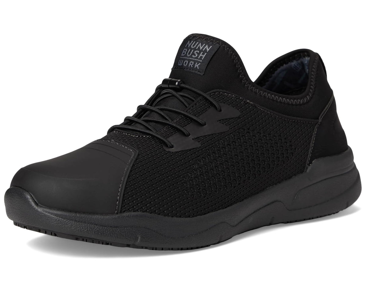 Men's Nunn Bush Grazie Work Oxford Slip-Resistant Work Shoe Athletic Style Sneaker Lace Up Black