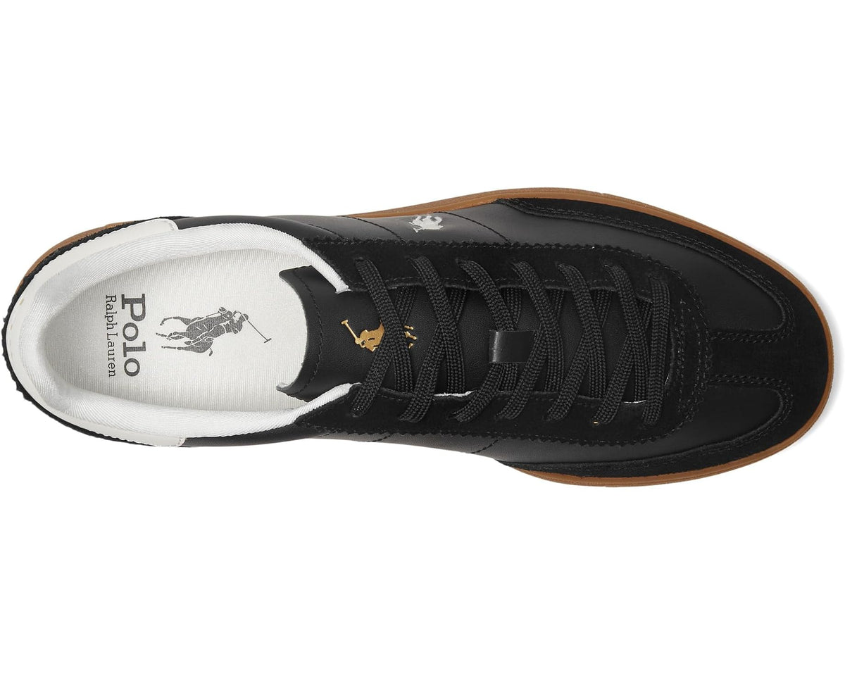 Men's Polo Ralph Lauren Bedford Leather-Suede Sneakers Black/White