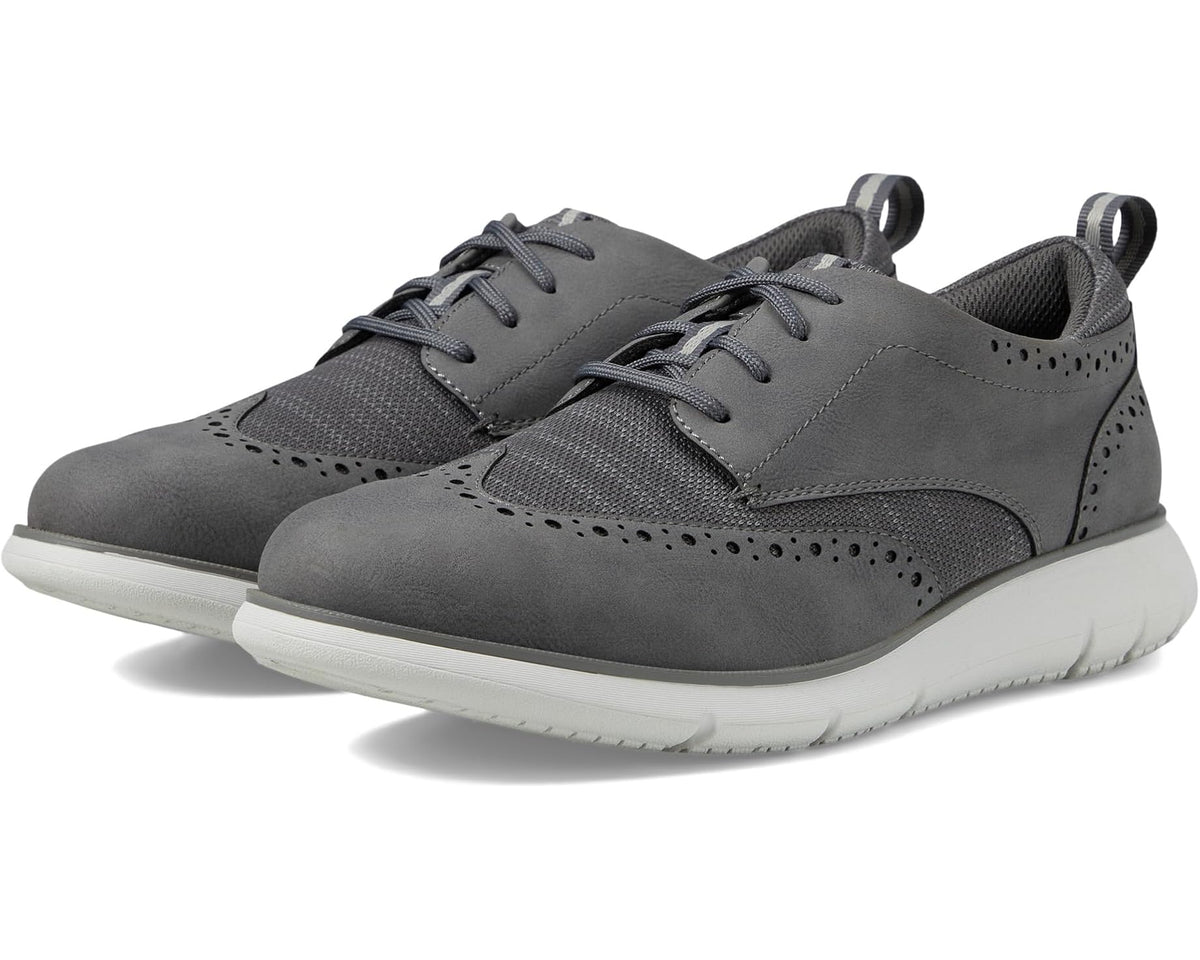 Men's Nunn Bush Stance Knit Wing Tip Oxford Lightweight Lace-Up Gray