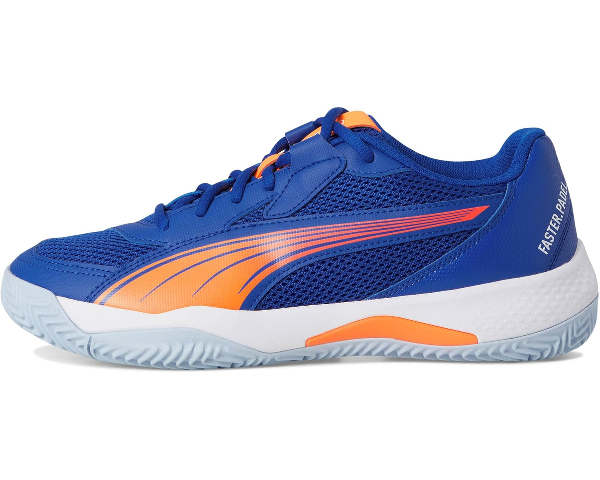 Men's PUMA Nova Court Pickleball Shoes Vivid Blue/Heat Fire/White/Glowing Red