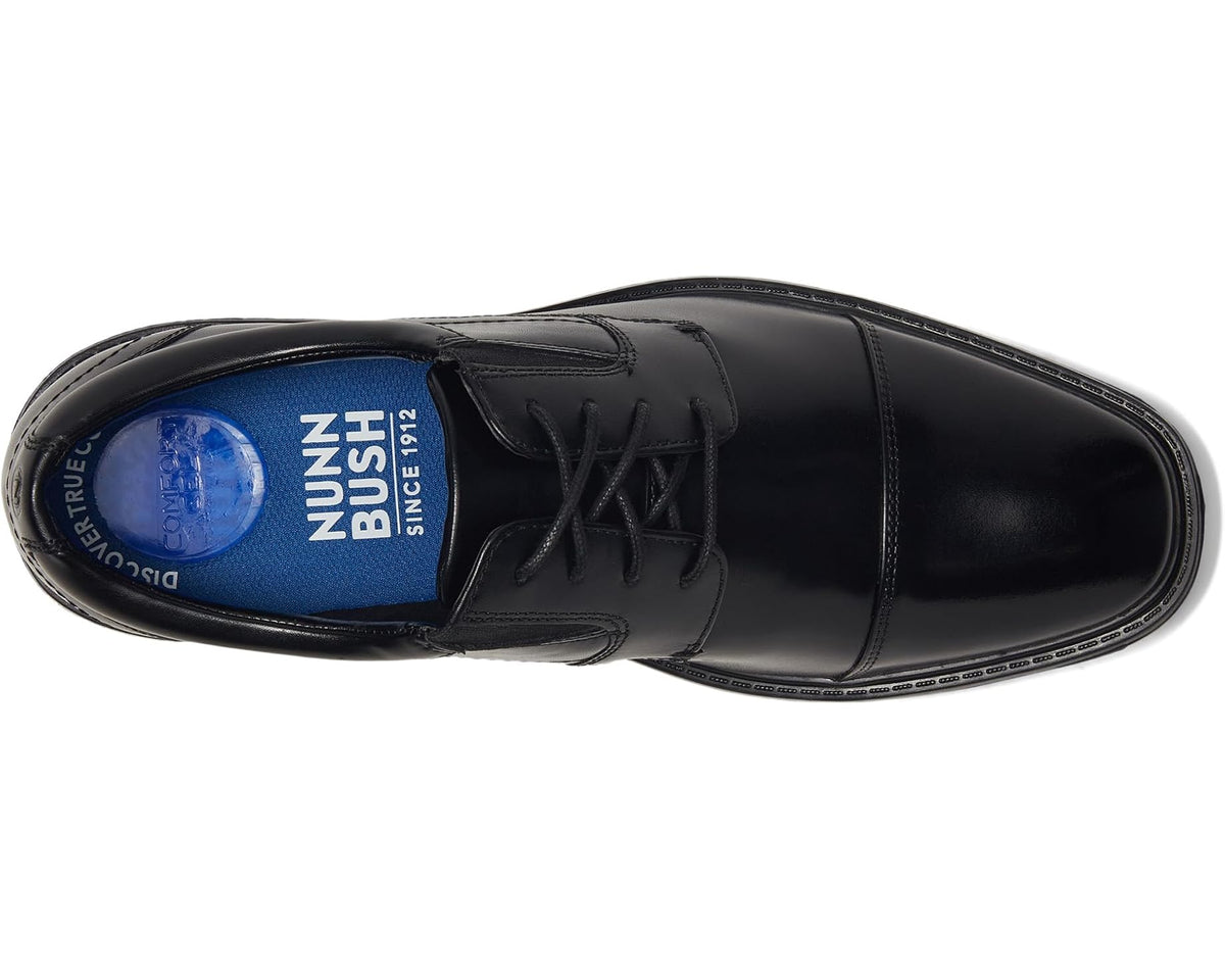 Men's Nunn Bush Stark Cap Toe Oxford Leather Business Formal Derby Dress Casual Lace-Up Black