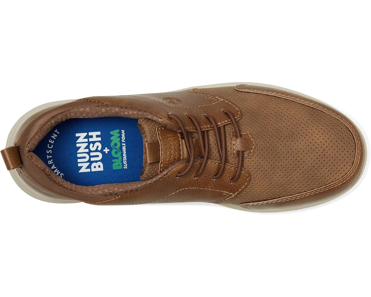 Men's Nunn Bush Conway Moccasin Toe Oxford Casual Lace Up Lightweight Athletic Style Tan