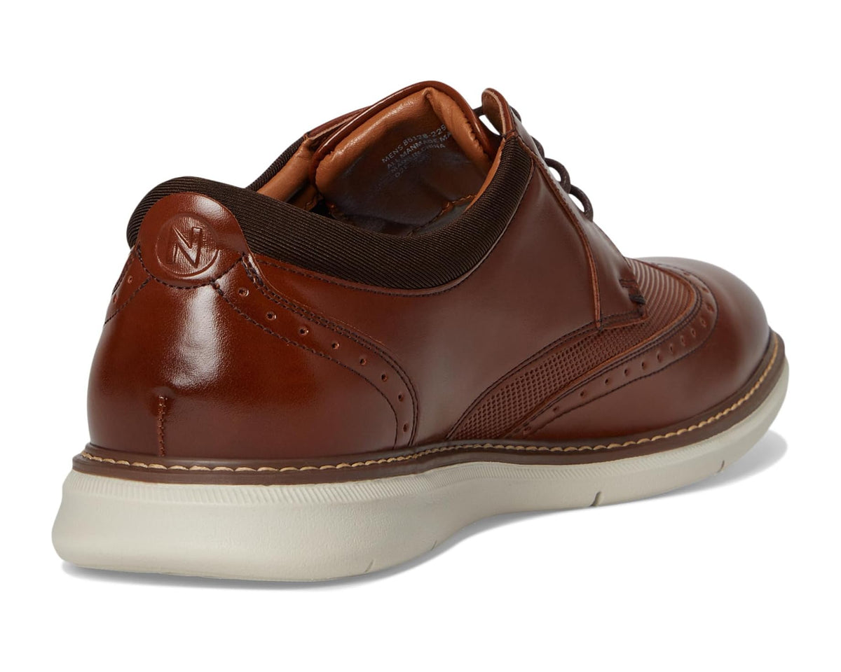 Men's Nunn Bush Chase 2.0 Wingtip Oxford Casual Contemporary Lace Up Cognac