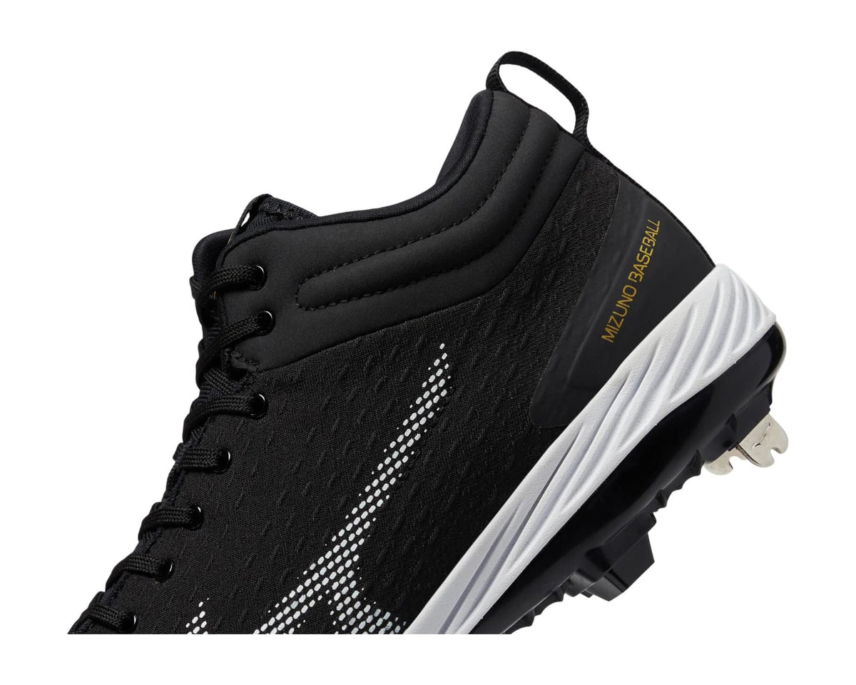 Men's Mizuno Dominant 4 Mid Baseball Cleats Black/White