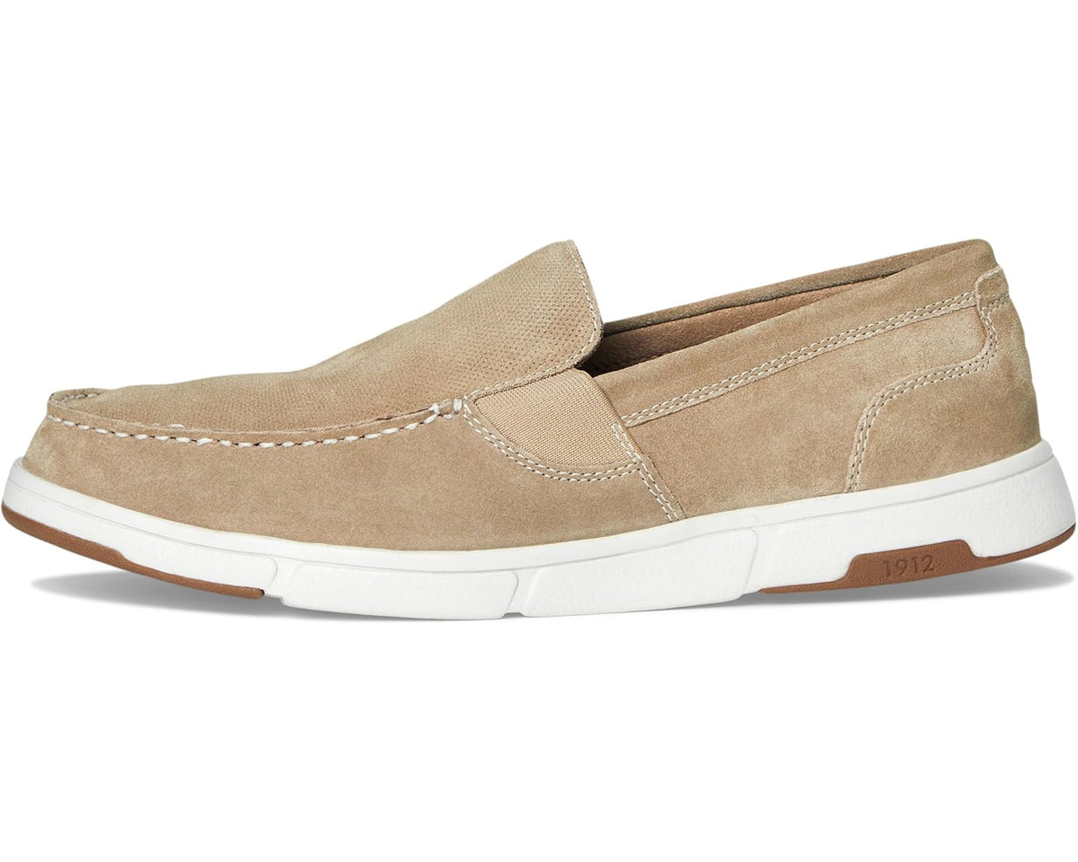 Men's Nunn Bush Luca Moccasin Toe Venetian Suede Slip-On Lightweight Comfortable Loafers Stone