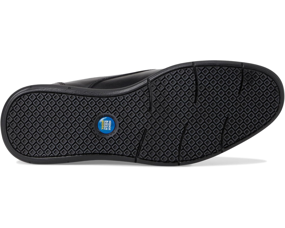 Men's Nunn Bush Chase Slip Resistant Work Slip-On for Restaurant Food Service & Hospitality Black