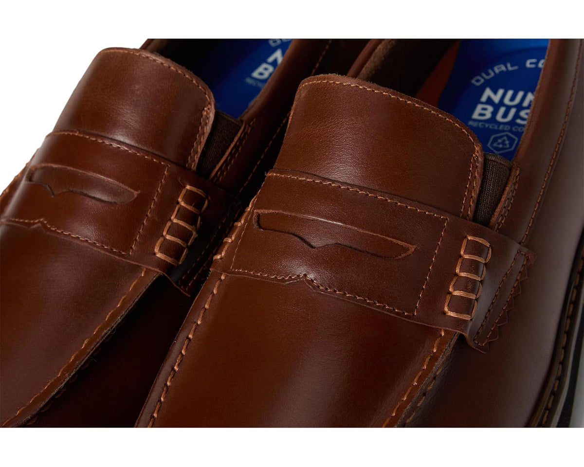 Men's Nunn Bush Odin II Moc Toe Penny Loafer Lightweight and Comfortable Slip-On Cognac