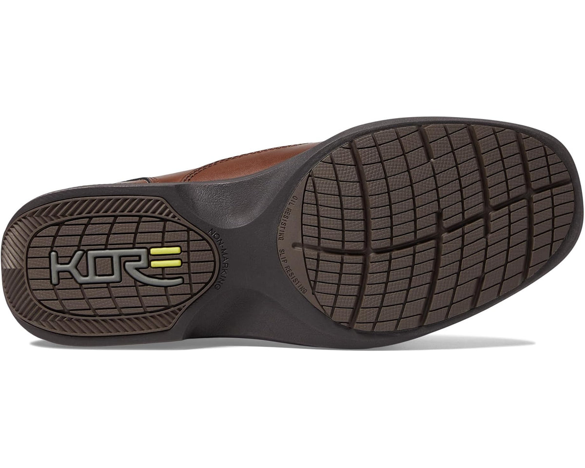 Men's Nunn Bush Bleeker Street Bicycle Toe Slip-On with KORE Slip Resistant Walking Comfort Technology Cognac