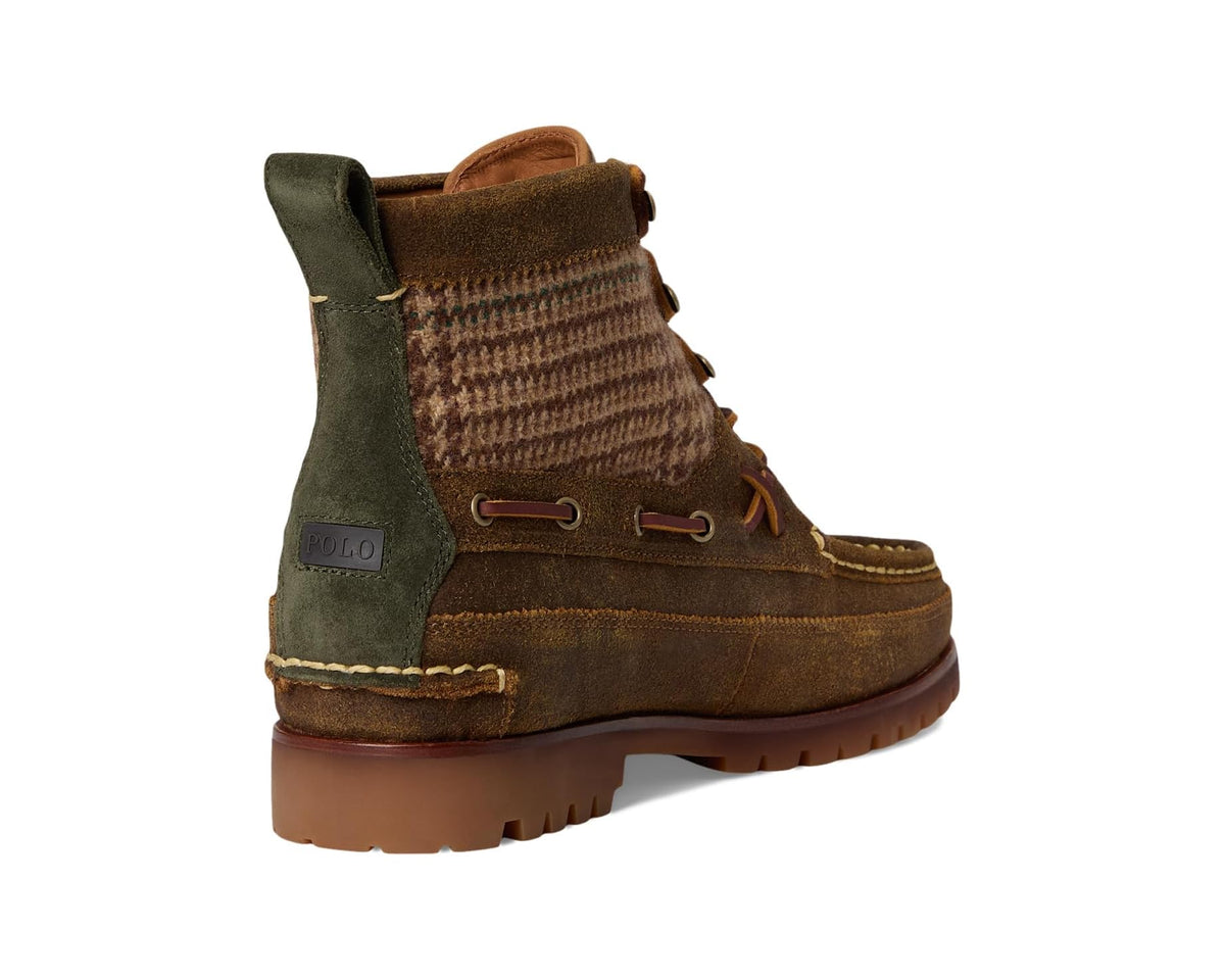 Men's Polo Ralph Lauren Ranger Mid Suede & Wool Tweed Boots Tweed Colorblock