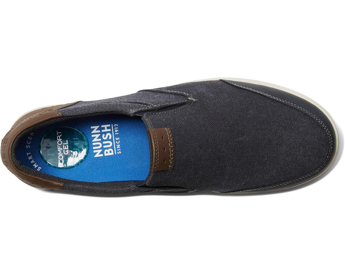 Men's Nunn Bush City Walk Canvas Moc Toe Slip-On Dark Blue