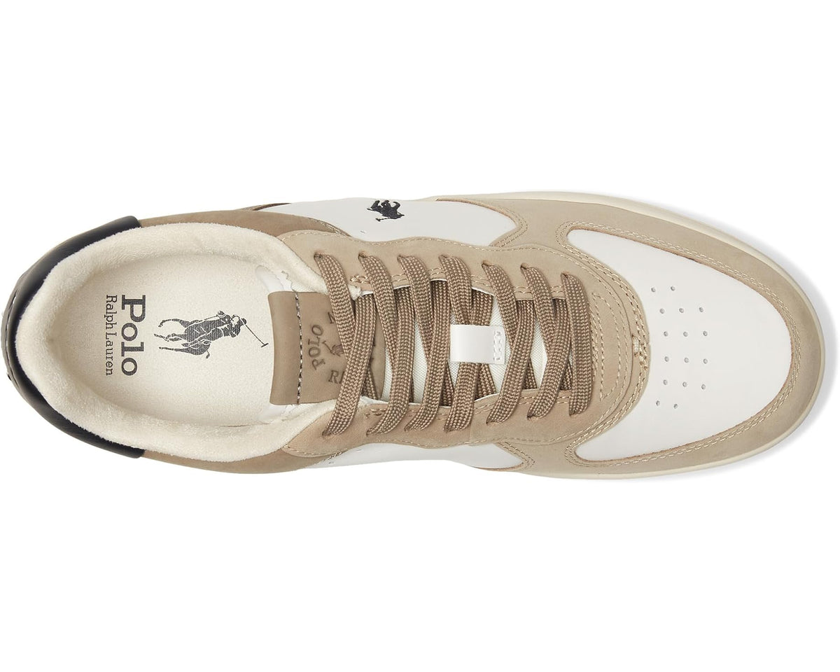 Men's Polo Ralph Lauren Masters Court Nubuck & Leather Sneakers Deckwash White/Tonal Milkshake