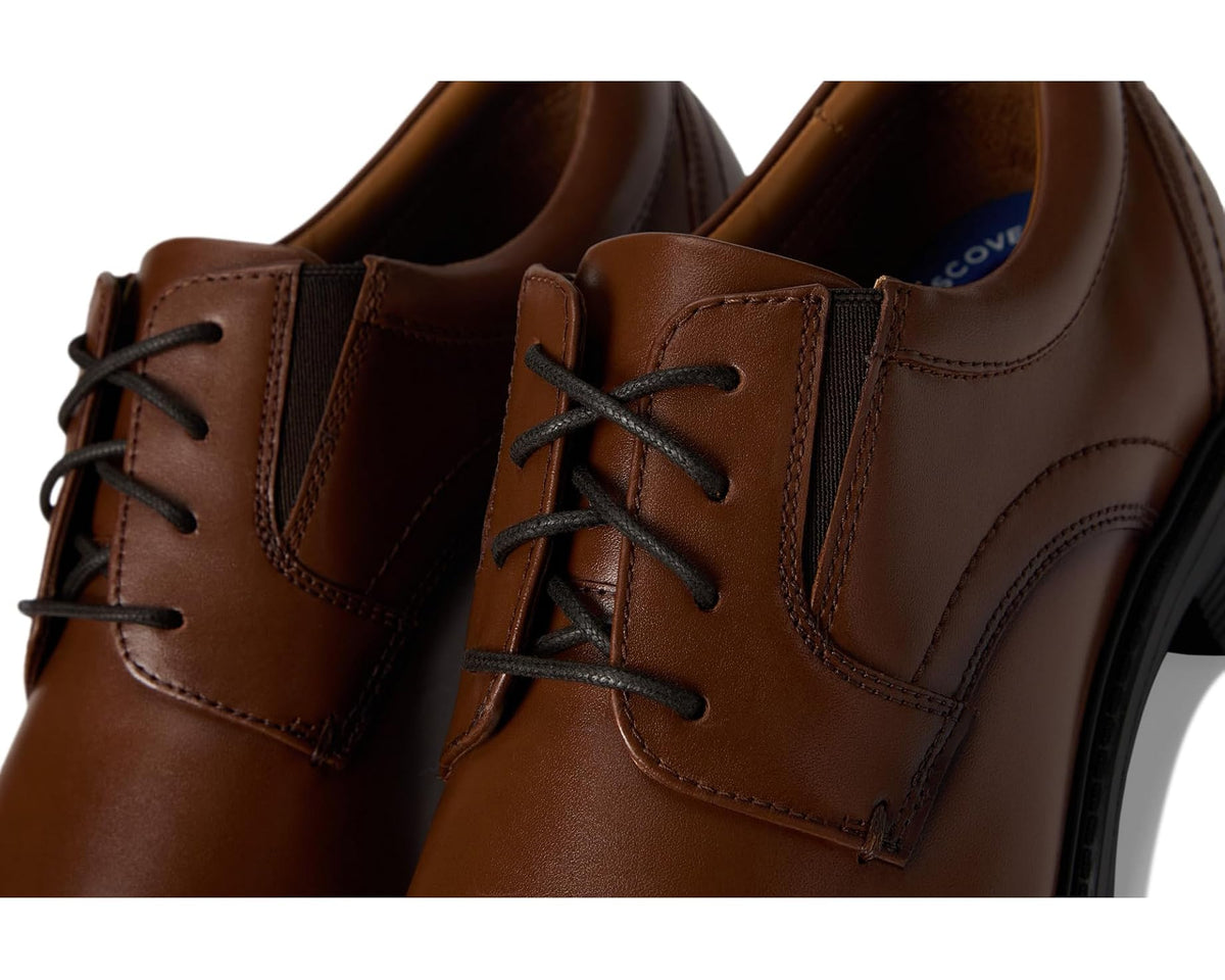 Men's Nunn Bush Stark Plain Toe Oxford Leather Business Formal Derby Dress Casual Lace-Up Cognac
