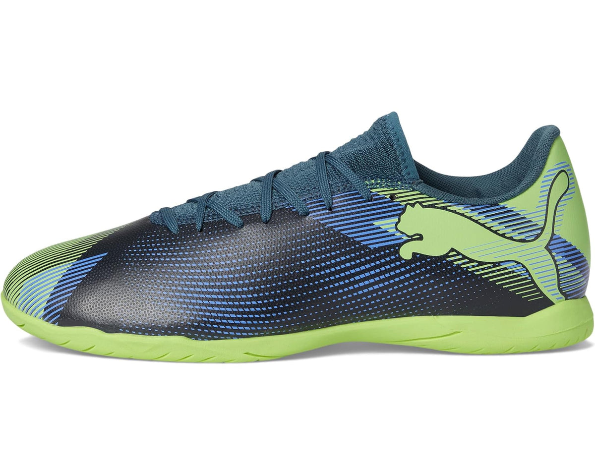 Men's PUMA Future 7 Play Indoor Training Soccer Cleats Gray Skies-Elektro Purple-Fizzy Apple-Puma White