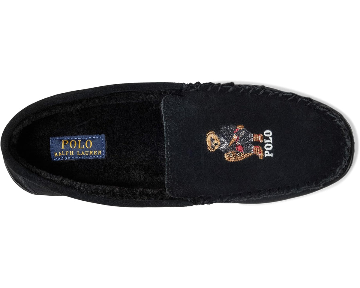 Men's Polo Ralph Lauren Brenan Bear Moc Slipper Suede/Holidybear Black