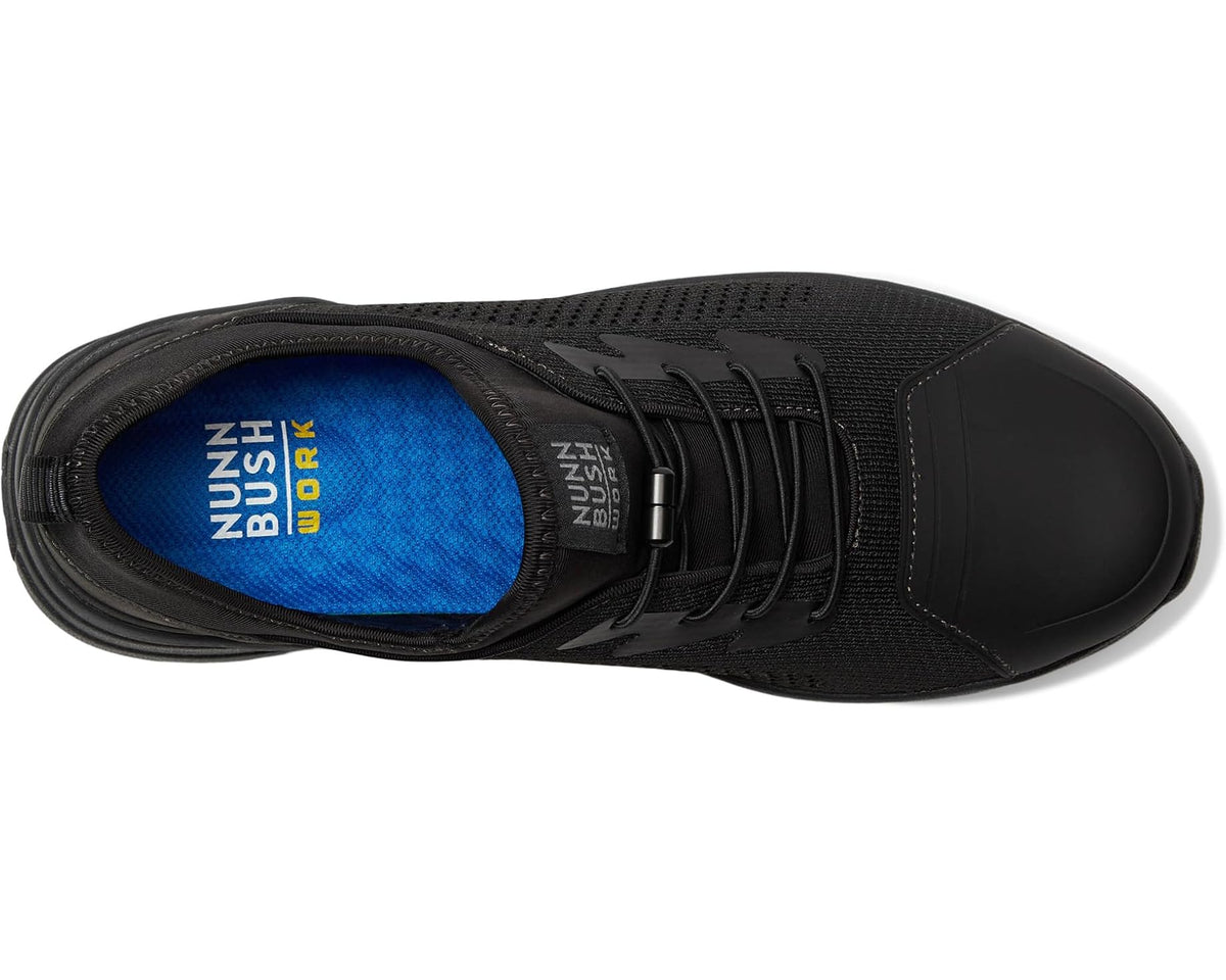 Men's Nunn Bush Grazie Work Oxford Slip-Resistant Work Shoe Athletic Style Sneaker Lace Up Black