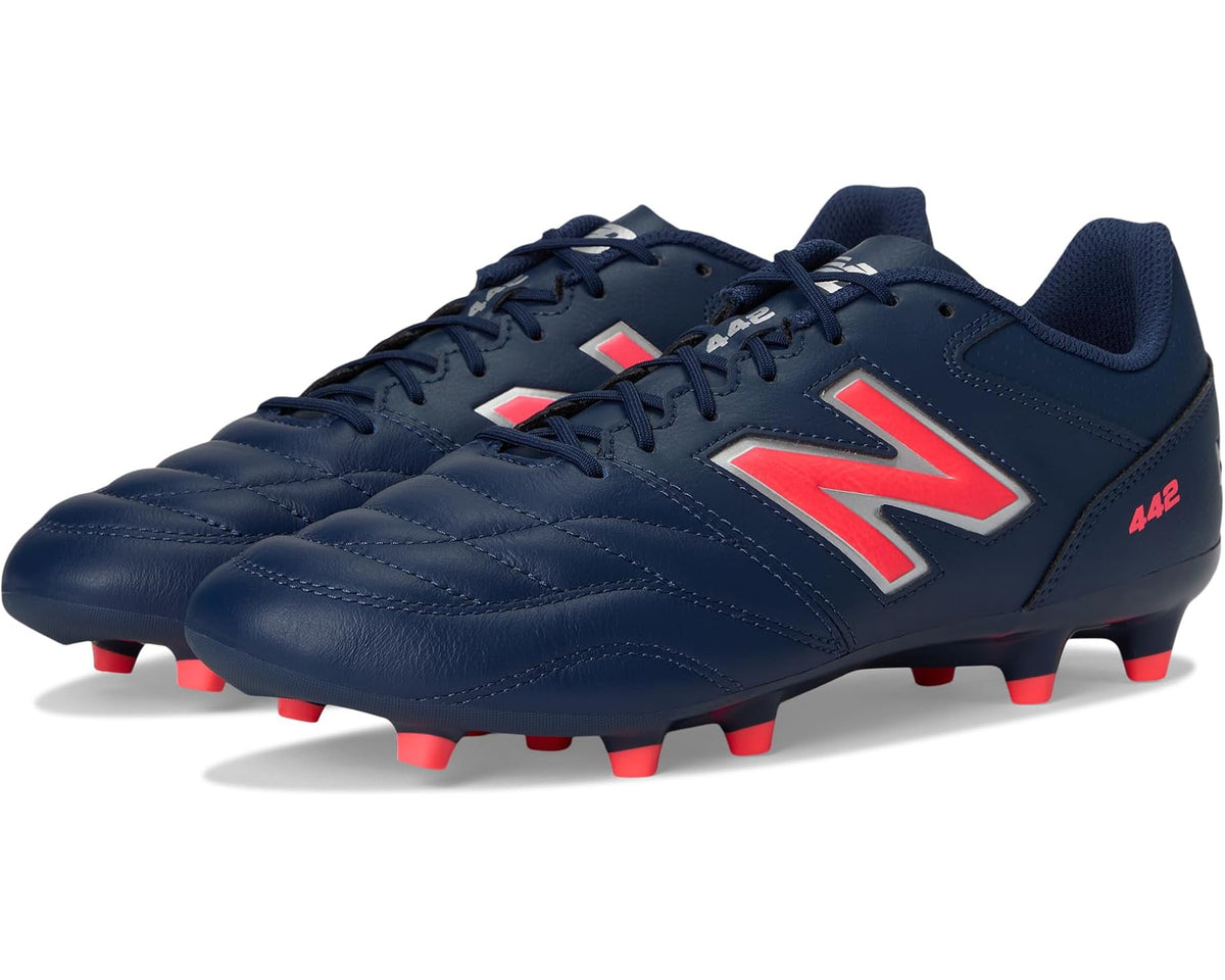 Men's New Balance 442 Team FG V2 Soccer Cleats NB Navy/Silver/Energy Red