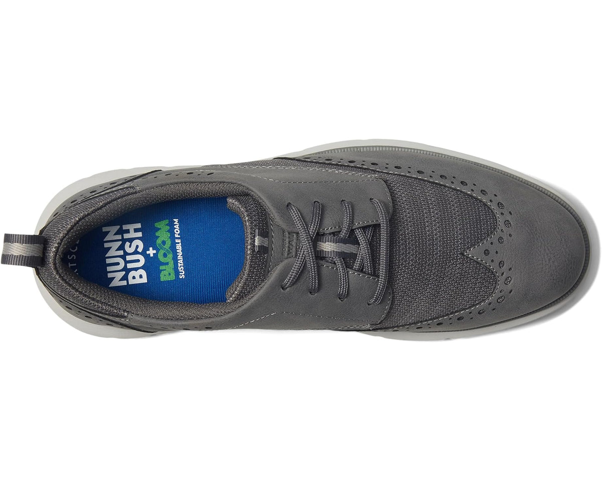 Men's Nunn Bush Stance Knit Wing Tip Oxford Lightweight Lace-Up Gray