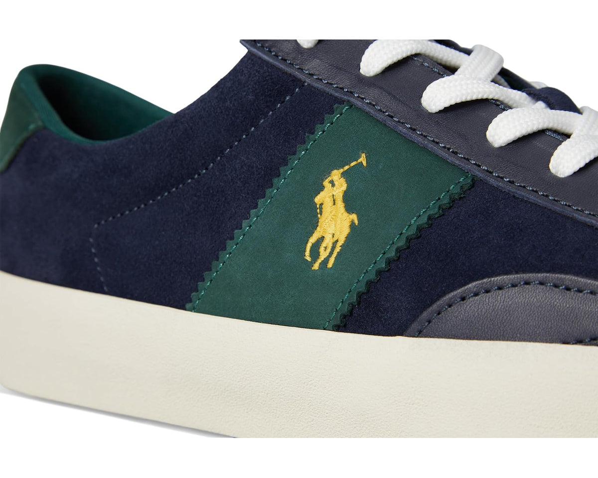 Men's Polo Ralph Lauren Suede Leather-Sayer Sport-Sneakers-Low Top Lace Navy/Forest