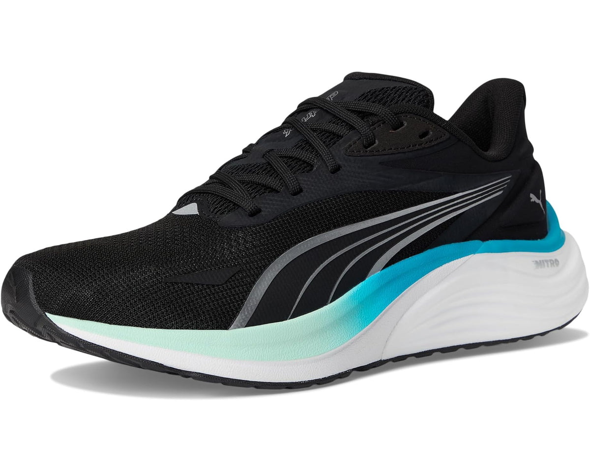 Men's PUMA Electrify Nitro 4 Running Shoes Black/Mint Melt/Speed Blue