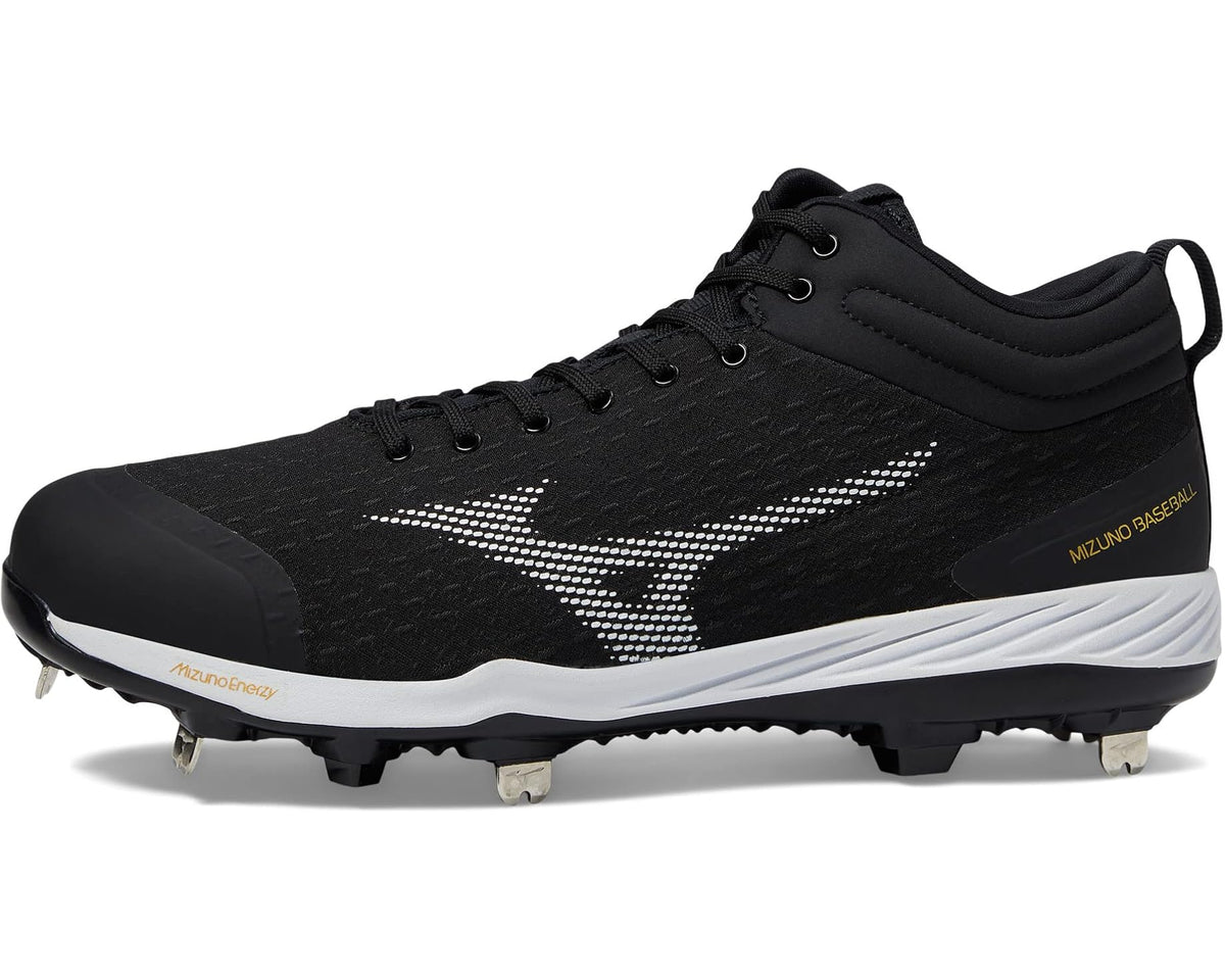 Men's Mizuno Dominant 4 Mid Baseball Cleats Black/White
