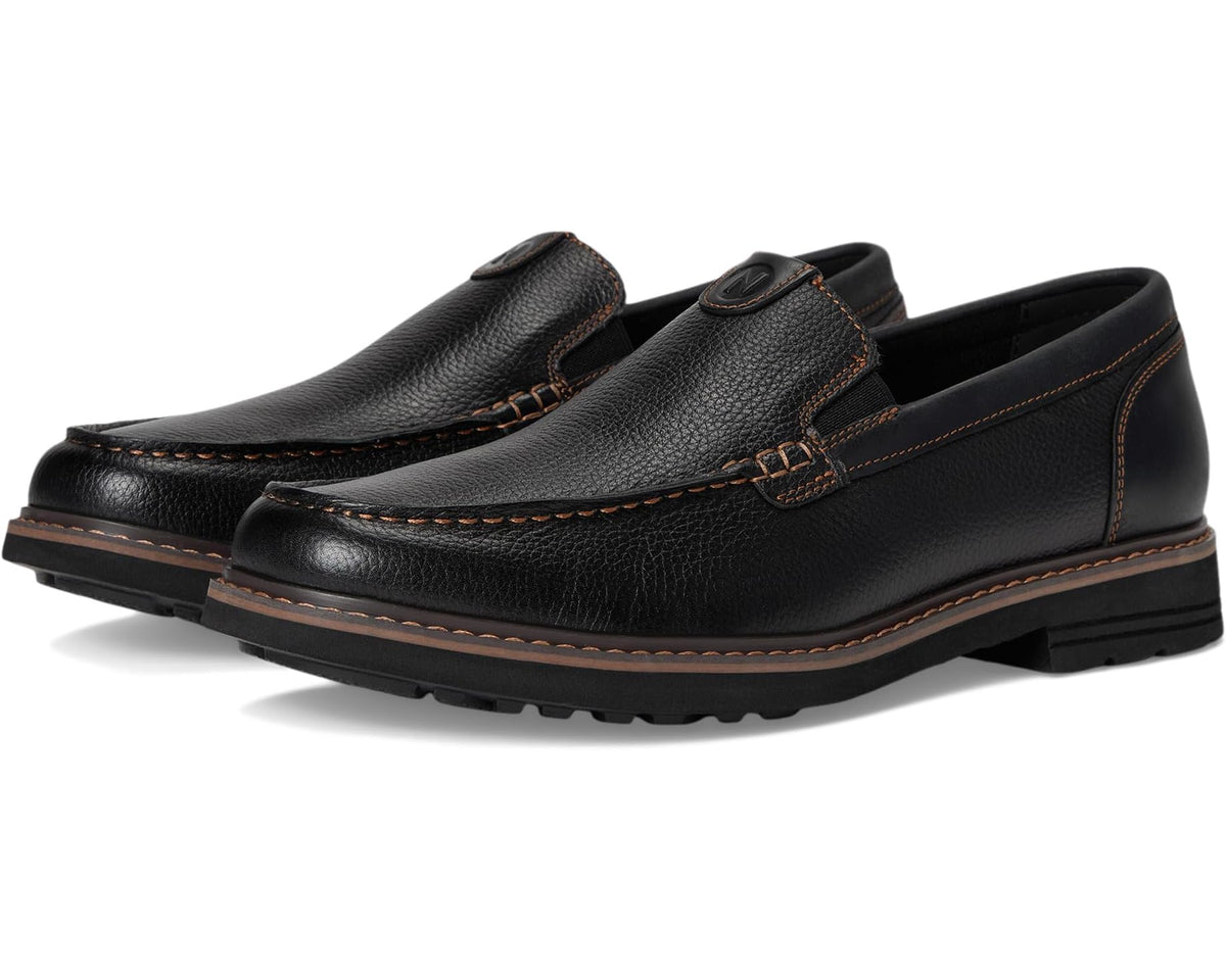 Men's Nunn Bush Owen II Moc Toe Venetian Loafer Lightweight and Comfortable Slip-On Black
