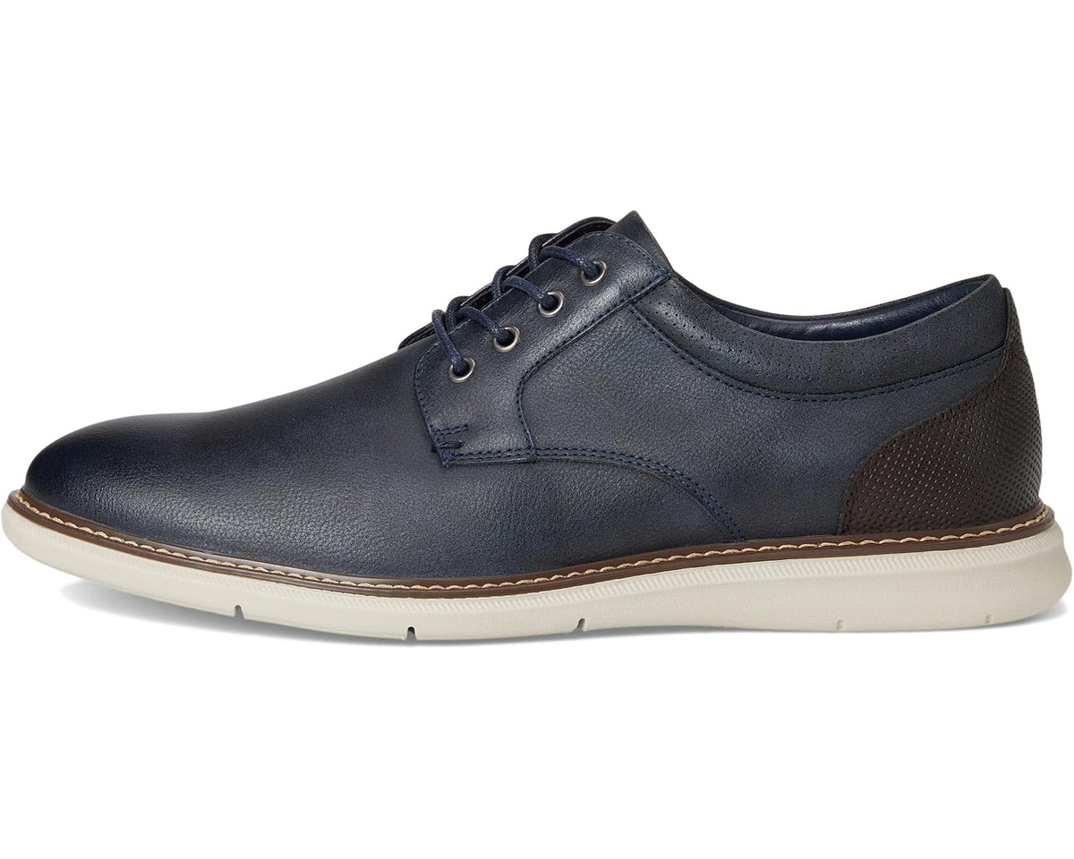 Men's Nunn Bush Chase 2.0 Casual Plain Toe Oxford Contemporary Lace-Up Navy