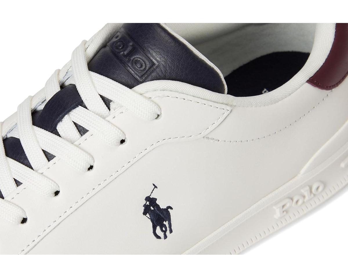 Men's Polo Ralph Lauren Heritage Court II Nappa Leather Sneakers Off-White/Navy/Wine