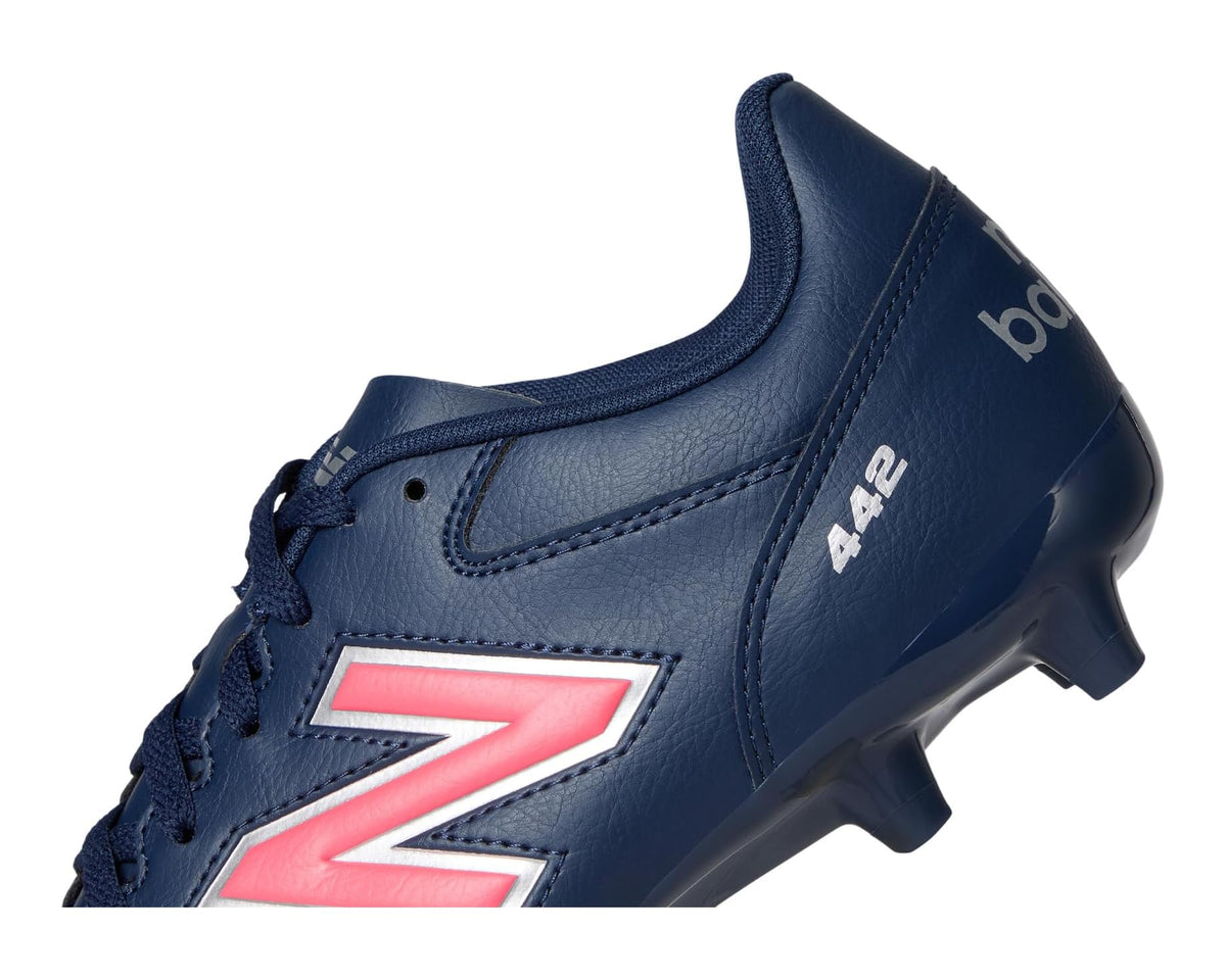 Men's New Balance 442 Academy FG V2 Soccer Cleats NB Navy/Silver/Energy Red
