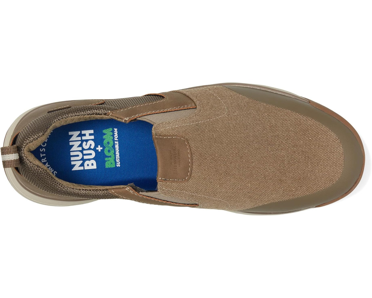 Men's Nunn Bush Sedona Canvas Moccasin Toe Slip-On Comfortable Lightweight Loafer With Memory Foam Stone