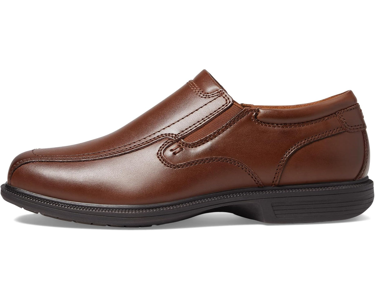 Men's Nunn Bush Bleeker Street Bicycle Toe Slip-On with KORE Slip Resistant Walking Comfort Technology Cognac