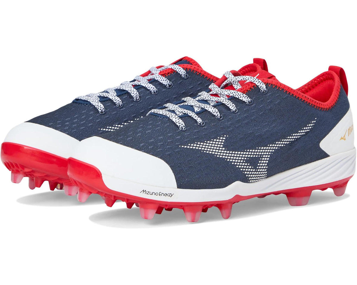 Men's Mizuno Dominant 4 TPU Baseball Cleats Navy/Red