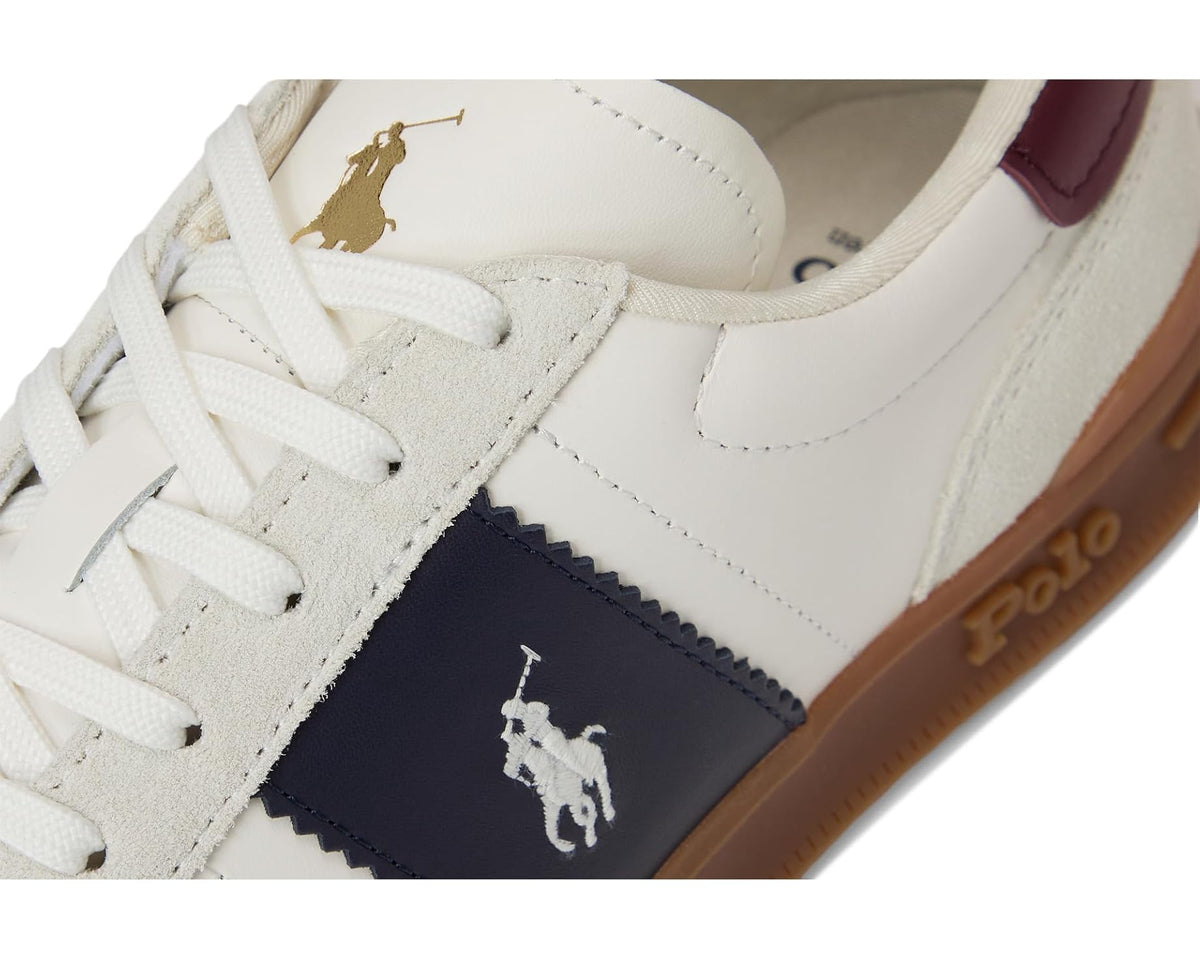Men's Polo Ralph Lauren Heritage Aera Leather-Suede Sneakers Bianco/Navy/Wine 1