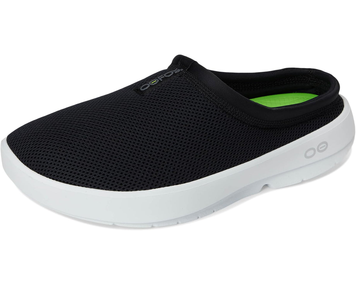 Men's OOFOS OOcoozie Sport Mule Shoe White/Black