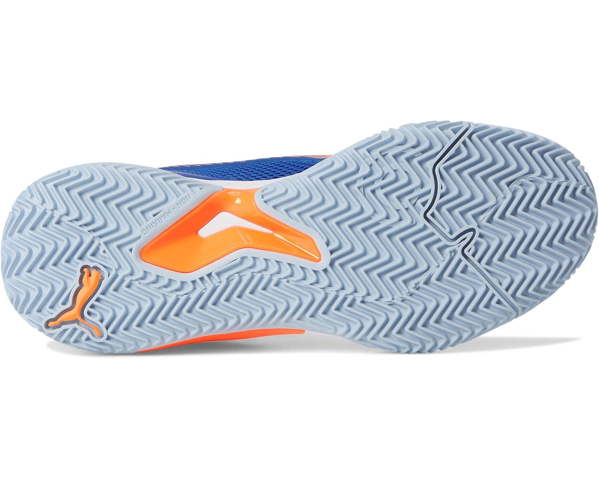 Men's PUMA Nova Court Pickleball Shoes Vivid Blue/Heat Fire/White/Glowing Red