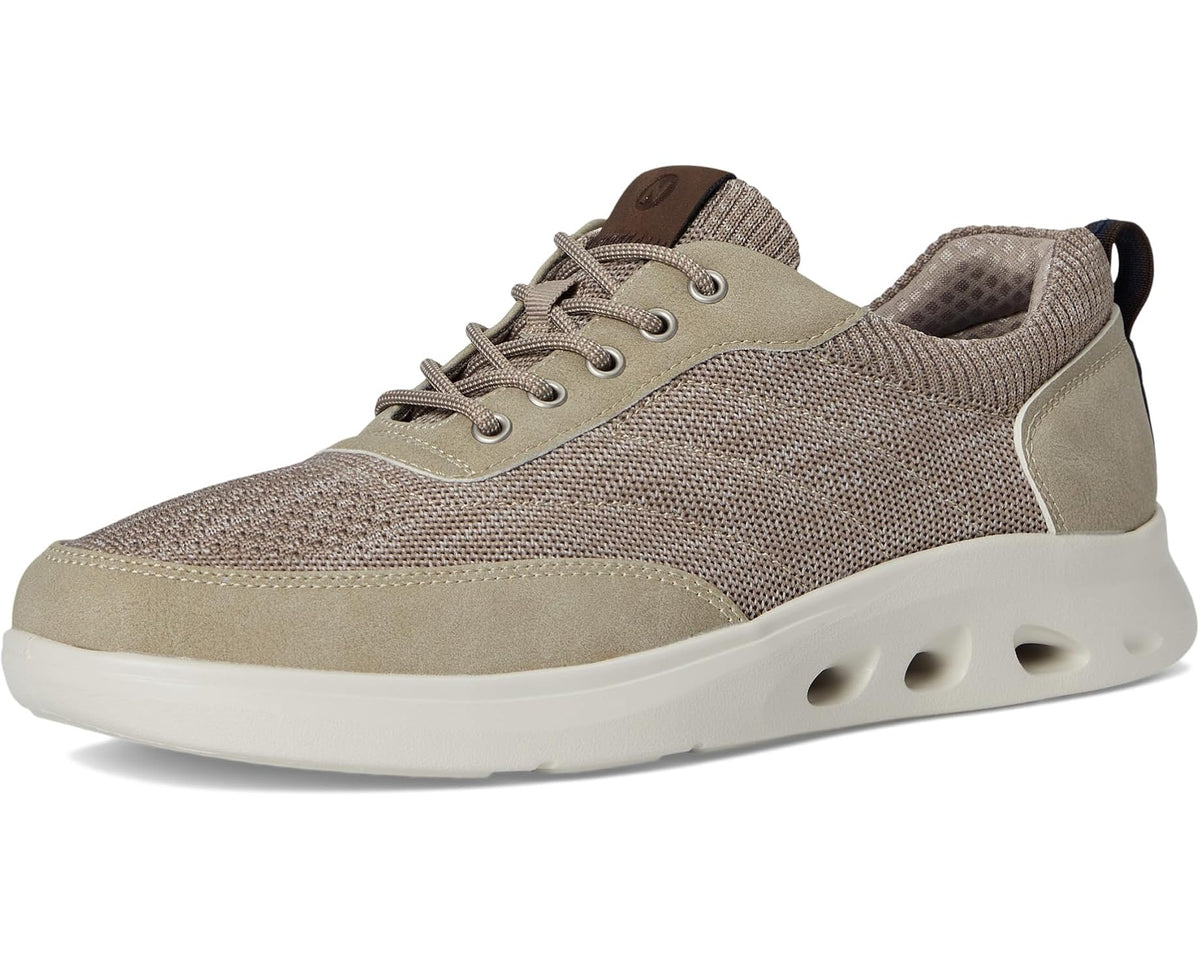 Men's Nunn Bush Ponte Knit Moc Toe Sneakers Hybrid Oxford Casual Lightweight Athletic Style Lace Up Taupe