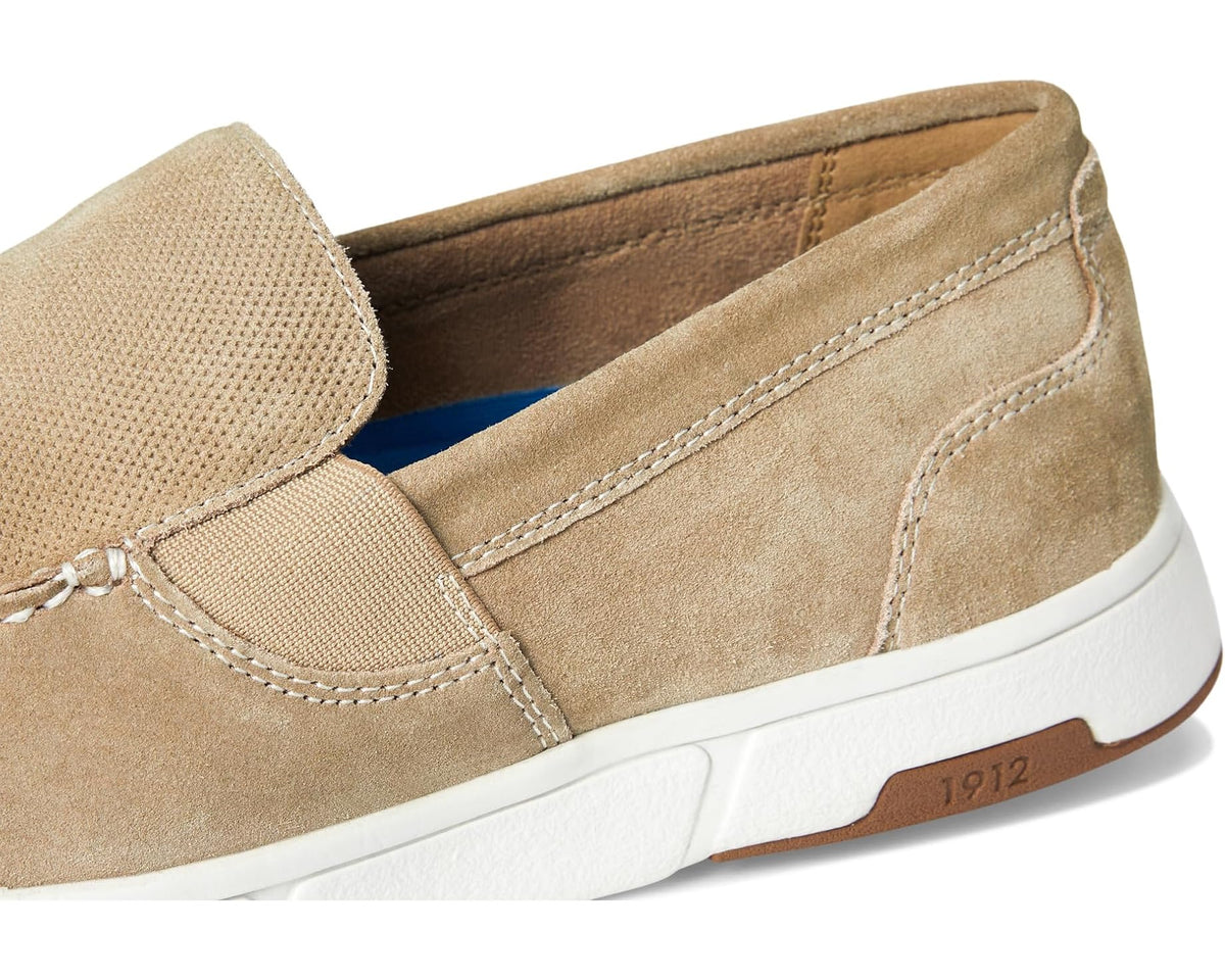 Men's Nunn Bush Luca Moccasin Toe Venetian Suede Slip-On Lightweight Comfortable Loafers Stone