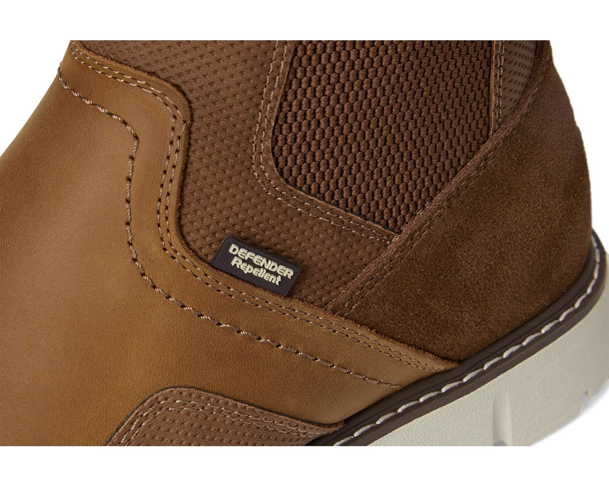 Men's Nunn Bush Karnak Plain Toe Chelsea Boots Lightweight Comfortable Chukka Tan