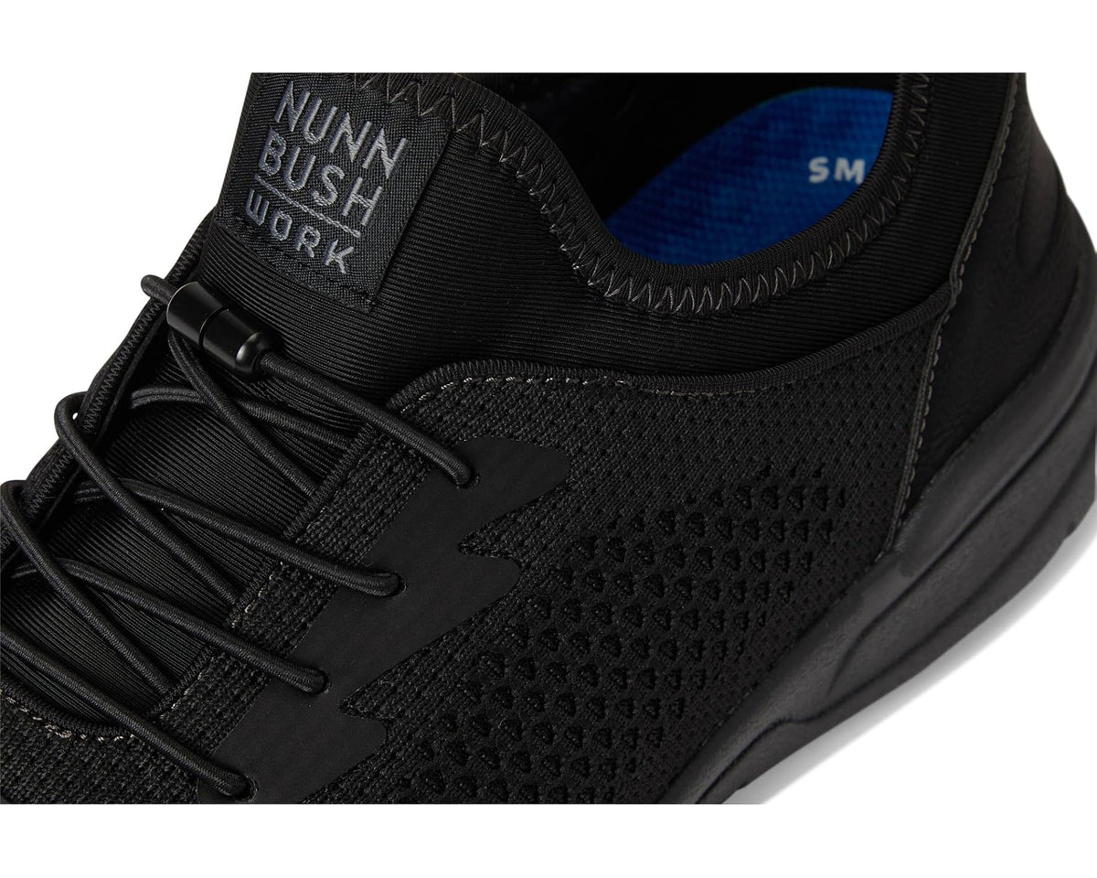 Men's Nunn Bush Grazie Work Oxford Slip-Resistant Work Shoe Athletic Style Sneaker Lace Up Black
