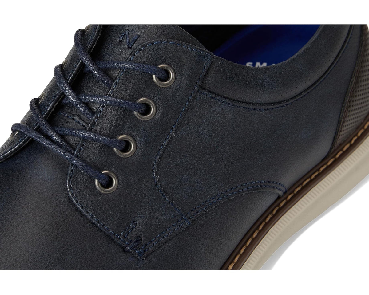 Men's Nunn Bush Chase 2.0 Casual Plain Toe Oxford Contemporary Lace-Up Navy