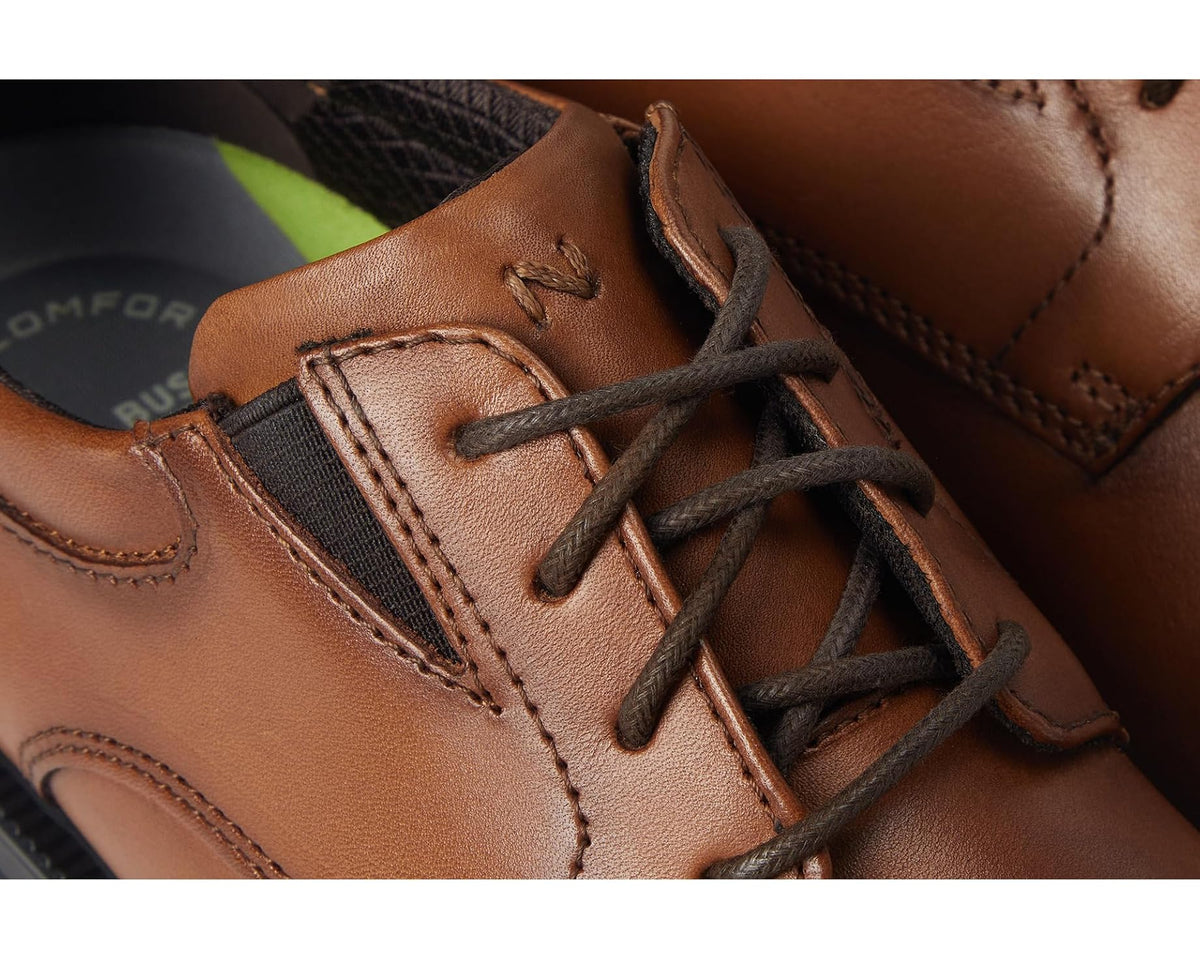 Men's Nunn Bush Kore Icon Plain Toe Oxford Easy On Easy Off Dress Casual Shoe Cognac