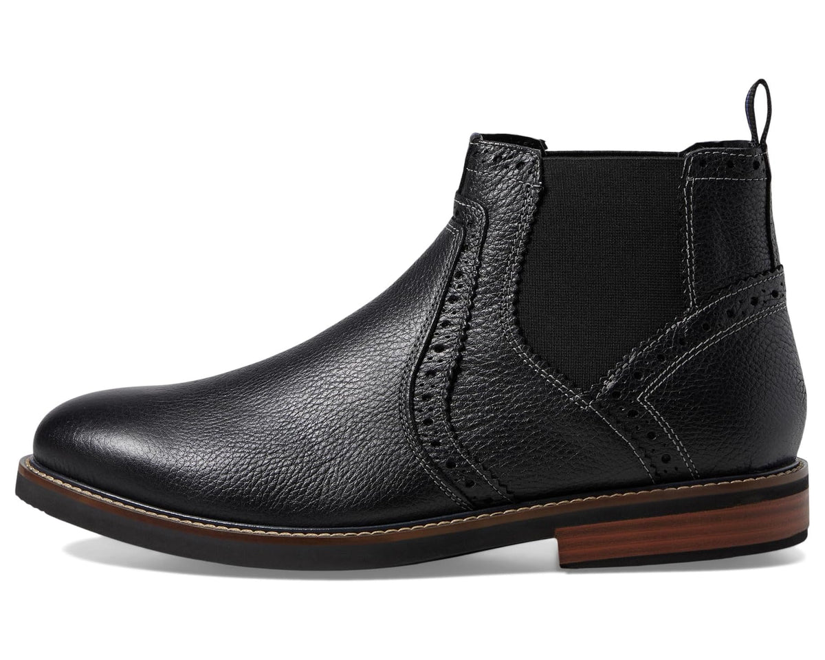Men's Nunn Bush Otis Plain Toe Chelsea Boot with KORE Walking Comfort Technology Black Tumbled